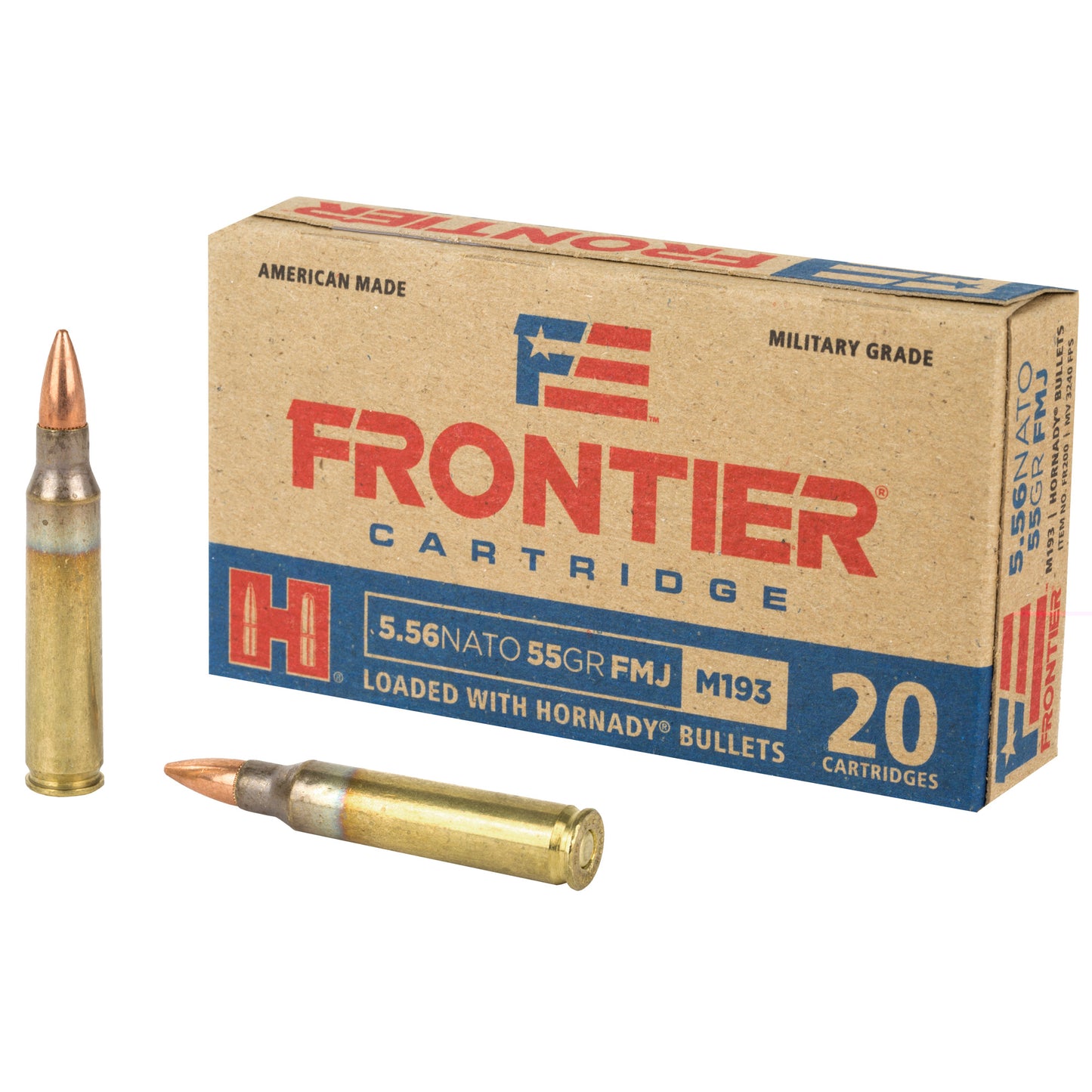 Frontier Cartridge, Lake City, 5.56 NATO, 55 Grain, FM193 | FMJ |  (20 Round Box)