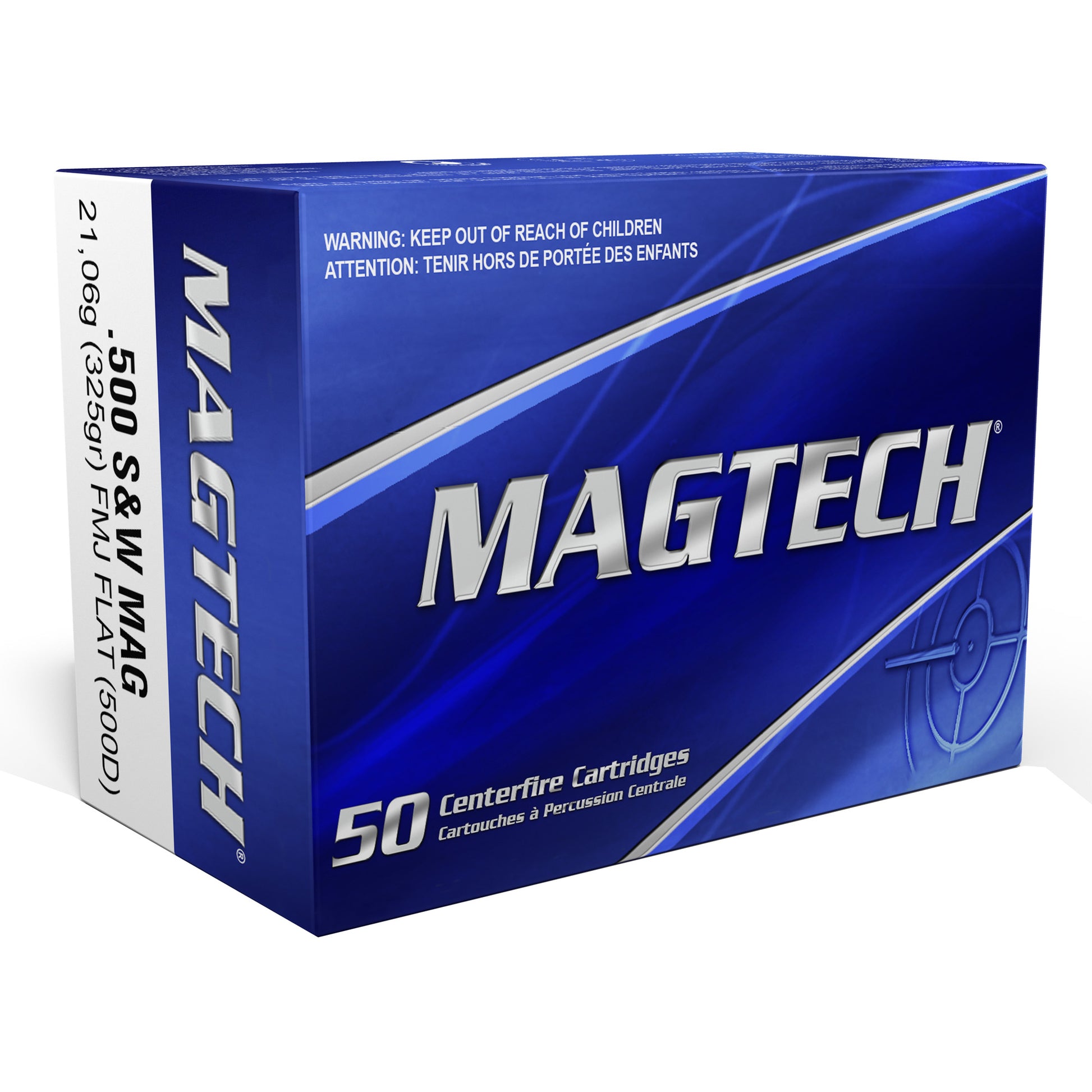 Magtech, .500 S&W, Magnum, Mag, 325 Grain, Full Metal Jacket Flat, FMJ-FLAT, 20 Rounds per Box 