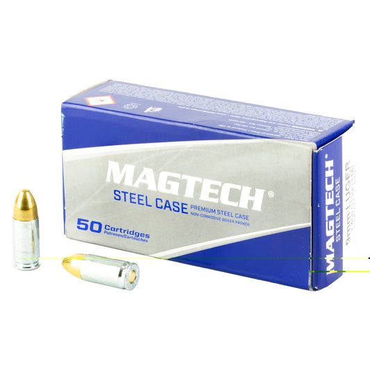 Magtech, 9mm Luger, 115 Grain | Full Metal Jacket, FMJ | Steel Case 50 Round Box 