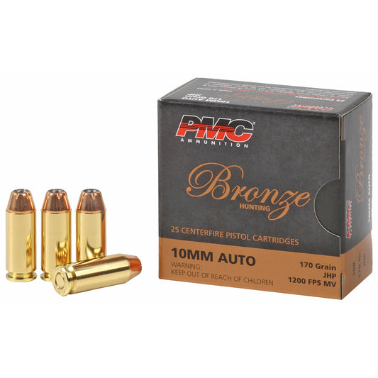 PMC Bronze 10mm, 170grain, Jacketed hollow point, JHP, 25 Rounds per Box