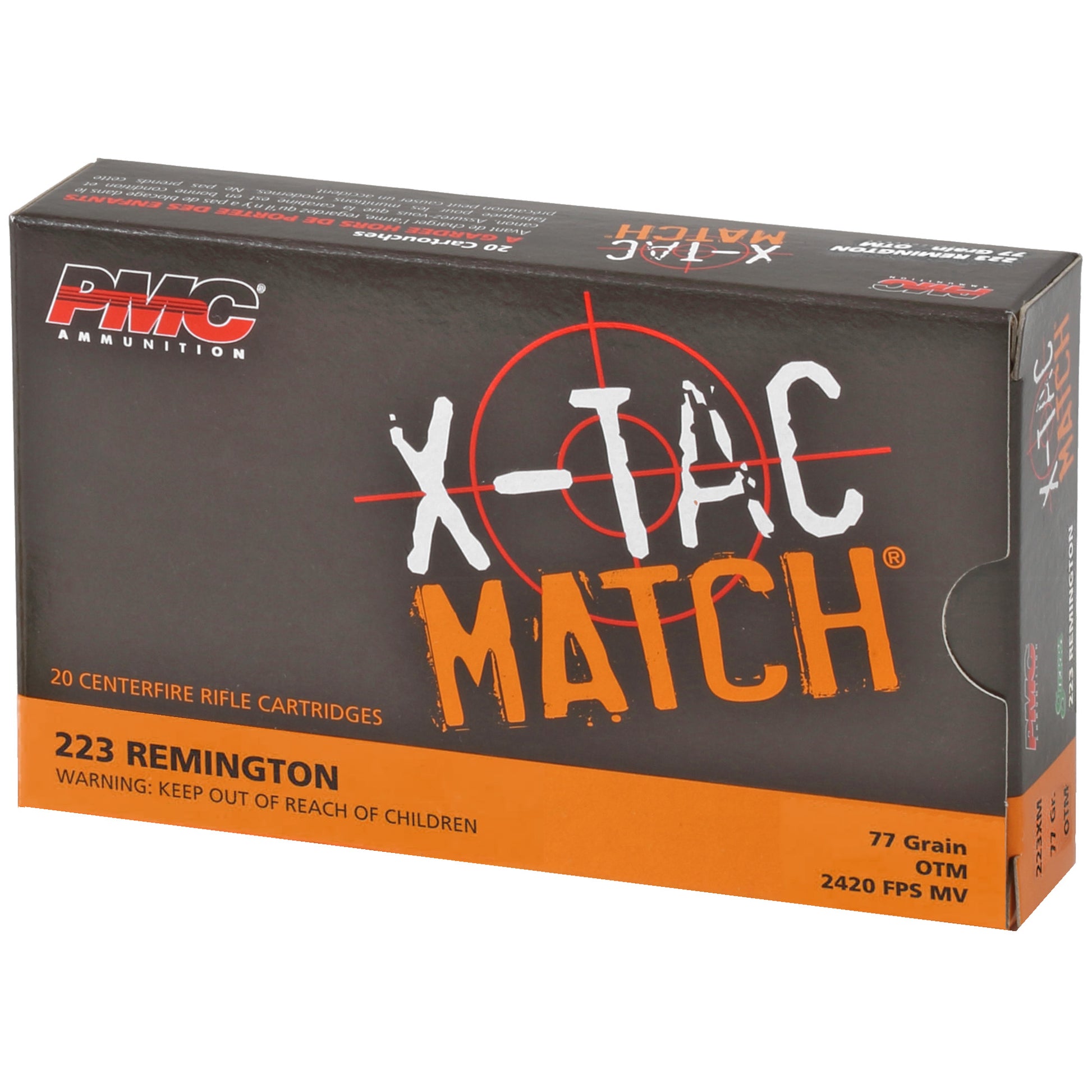 PMC Ammunition, XTAC Match, 223 Remington, 77 Grain, Open Tip Match, 20 Round Box