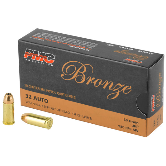 PMC Bronze, .32, Automatic Colt Pistol, ACP, 60grain | Jacket hollow point, JHP | 50 Rounds per Box