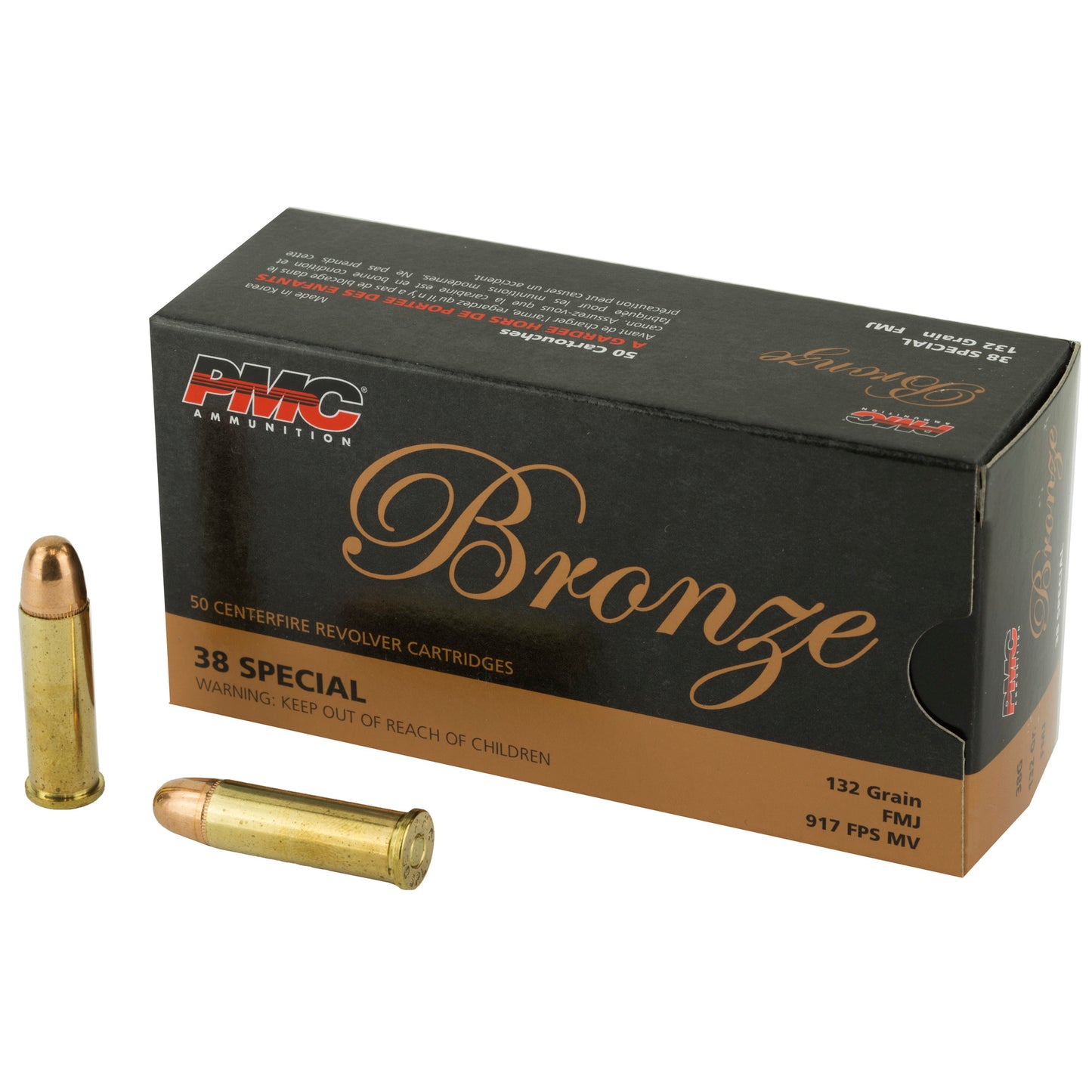 PMC Bronze, 38 Special, SPL, 132 Grain | Full Metal Jacket, FMJ|  50 Rounds per Box 