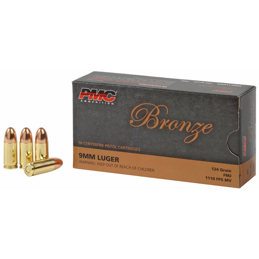 PMC Bronze, 9mm Luger, 124 Grain | Full Metal Jacket, FMJ | 50 Round Box 