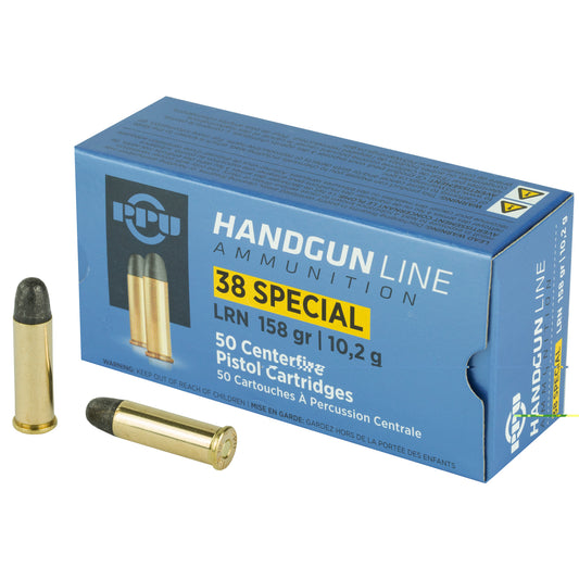 PPU, Handgun Line Ammunition, .38 SPL, Special, 158 Grain | Lead Round Nose, LRN | 50 Round Box