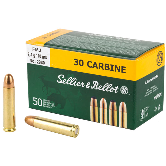 Sellier & Bellot, Rifle, 30 Carbine, 110 Grain, Full Metal Jacket  (50 Round Box)