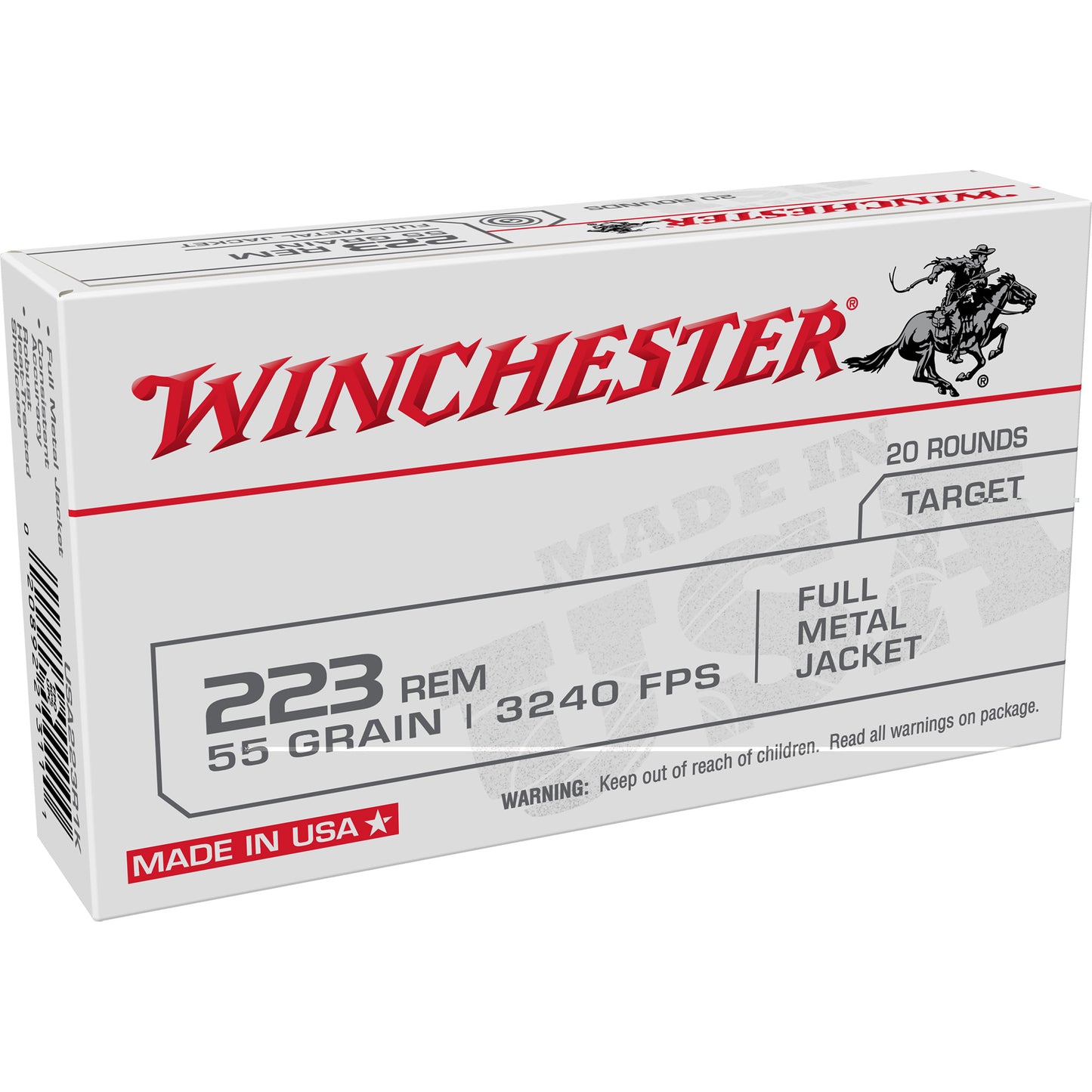 Winchester USA Target 223 Remington 55Gr Full Metal Jacket (20 Round Box)